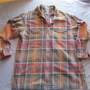 Vtg Ralph Lauren Zip Up Plaid Shirt Jacket Sz M